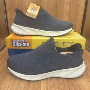 New Skechers Edgeride Commissioner Mens 11.5 Navy‎ Slip-Ins Extra Wide Fit